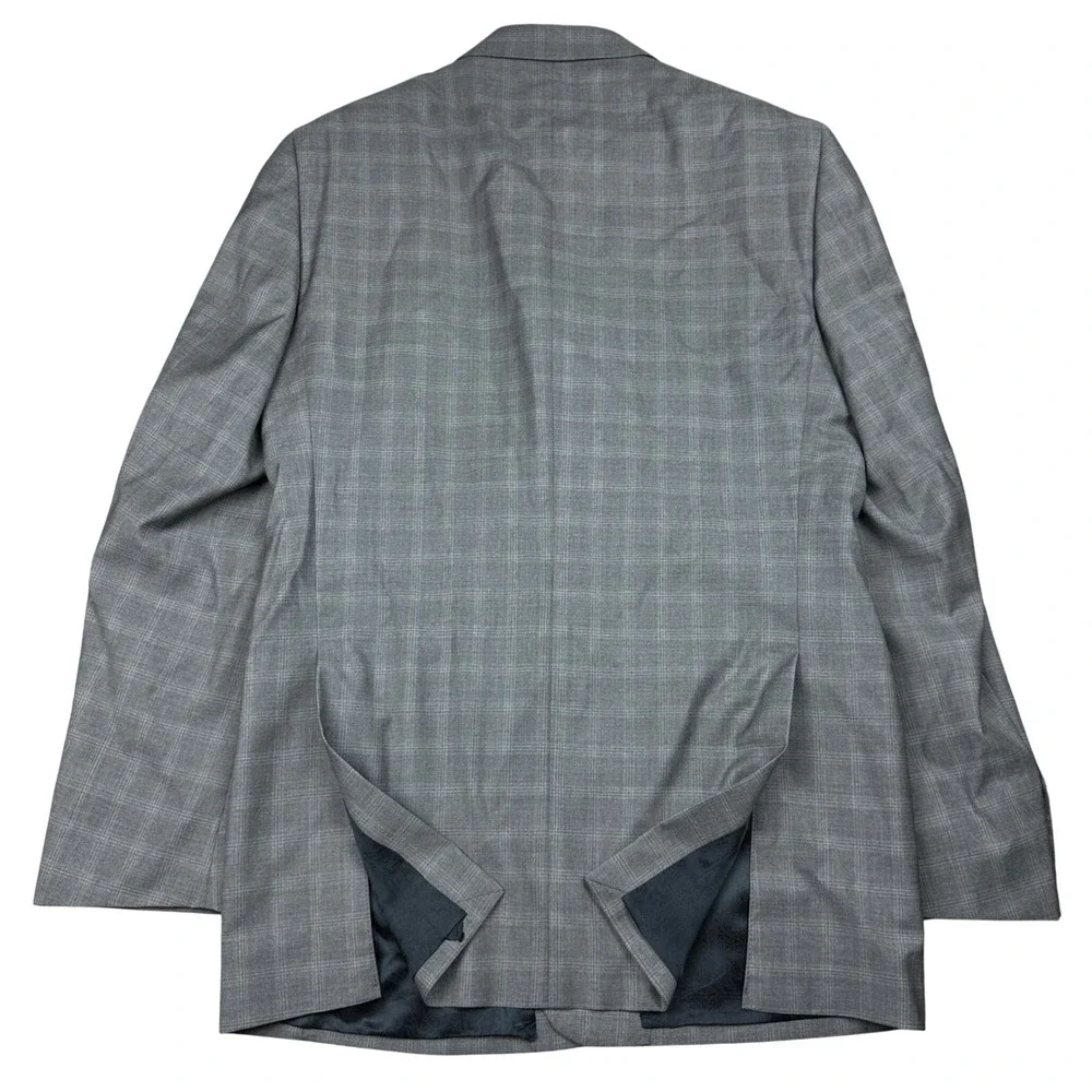 Joseph Abboud Mens Grey Glen Plaid Wool Blazer Italian Lanificio Super 120's 40L